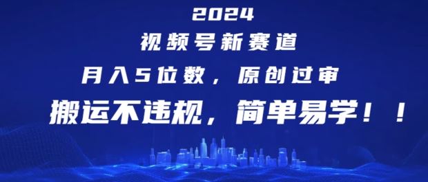 2024视频号新赛道，月入5位数+，原创过审，搬运不违规，简单易学【揭秘】-聊项目