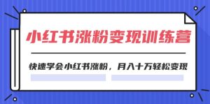 （11762期）2024小红书涨粉变现训练营，快速学会小红书涨粉，月入十万轻松变现(40节)-聊项目