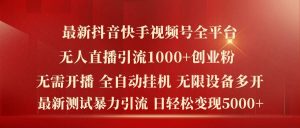 最新抖音快手视频号全平台无人直播引流1000+精准创业粉，日轻松变现5k+【揭秘】-聊项目