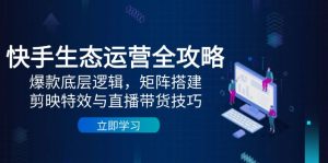 快手生态运营全攻略：爆款底层逻辑，矩阵搭建，剪映特效与直播带货技巧-聊项目