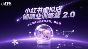 小红书虚拟店铺副业训练营2.0，小红书开店卖虚拟资料，精品课-聊项目