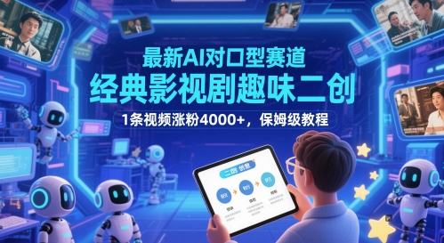 最新AI对口型赛道，经典影视剧趣味二创，1条视频涨粉4000+，保姆级教程-聊项目