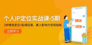个人IP定位实战课-5期，3步精准定位+私域运营，素人影响力变现指南-聊项目