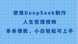 使用DeepSeek制作人生哲理视频，条条爆款，小白轻松可上手-聊项目
