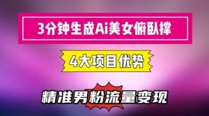 3分钟生成AI美女俯卧撑短视频：轻松起号，精准流量变现利器-聊项目