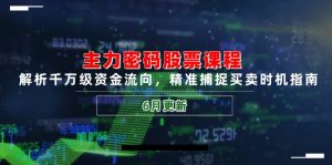 主力密码股票课程，解析千万级资金流向，精准捕捉买卖时机指南(6月更新-聊项目