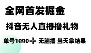 全网首发掘金抖音无人直播撸礼物，单号1k +无脑撸，当天拿结果【揭秘】-聊项目