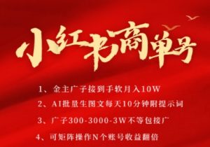 小红书商单号，AI轻松制作PLOG图文，商单接到手软3张-3k一条，每天轻松十分钟，矩阵n个账号，月入几个W-聊项目