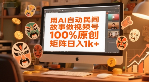 用AI自动民间故事做视频号，100%原创，矩阵日入1k+-聊项目