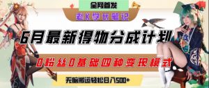 6月份最新得物创作者分成计划2.0玩法，0粉丝0基础四种模式变现，从隐蔽渠道无脑搬运，日入2张-聊项目