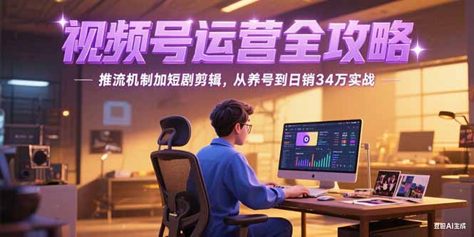 2025视频号运营全攻略，推流机制加短剧剪辑，从养号到日销34万实战-聊项目