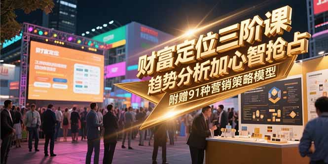 财富定位三阶课，趋势分析加心智抢占，附赠91种营销策略模型-聊项目