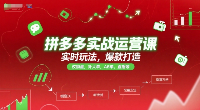 拼多多实战运营课，实时玩法，爆款打造，改销量，补大单，AB单，直播等(更新2025月)-聊项目