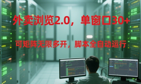 外卖浏览2.0，单窗口30+可矩阵无限多开，脚本全自动运行【揭秘】-聊项目