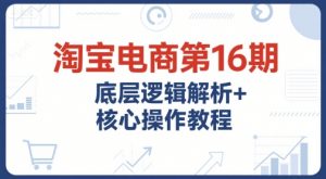 淘宝电商第16期，底层逻辑解析+核心操作教程，运营、推广提升能力的必学课程+配套资料-聊项目