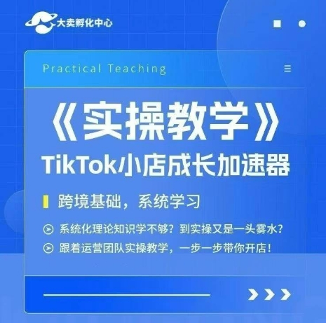 大卖家孵化中心TikTok实操课，TikTok小店成长加速器，跨境基础系统学习，一步一步带你开店-聊项目