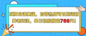减肥食谱赛道，自带热度可长期运营，养老玩法，单日轻松搞定769-聊项目