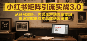 小红书矩阵引流3.0，从账号准备、内容生产到流量变现，快速掌握低成本高效获客策略-聊项目