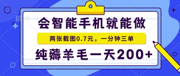 2025年零撸手机项目，二十秒一单，纯薅羊毛，一天200+做就有【揭秘】-聊项目