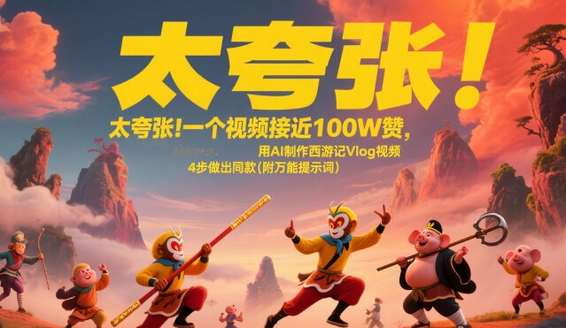 太夸张！一个视频接近100W赞，用AI制作西游记Vlog视频，全流程拆解来了(附万能提示词)-聊项目