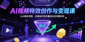AI视频特效创作与变现课：从AI素材获取、创意制作到流量转化的完整闭环-聊项目