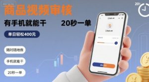 随时随地做！商品视频审核，有手机就能干，20 秒一单，单日轻松 4张+【揭秘】-聊项目