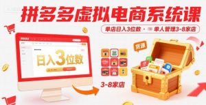 拼多多虚拟电商系统课，单店日入3位数，单人可管理3-8家店【附货源】-聊项目