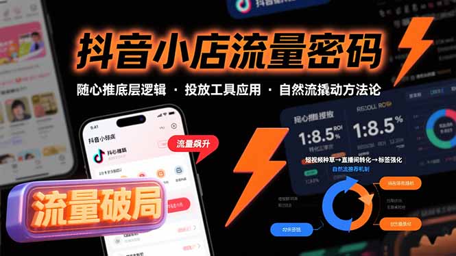 抖音小店流量密码，随心推底层逻辑，投放工具应用，自然流撬动核心方法论-聊项目