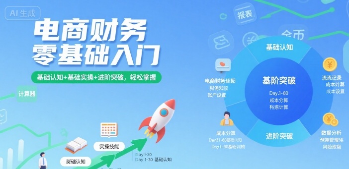 电商财务零基础入门，基础认知+基础实操+进阶突破，轻松掌握-聊项目