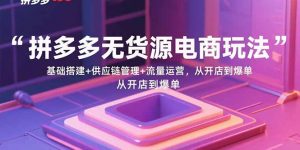 拼多多无货源电商玩法：基础搭建+供应链管理+流量运营，从开店到爆单-聊项目