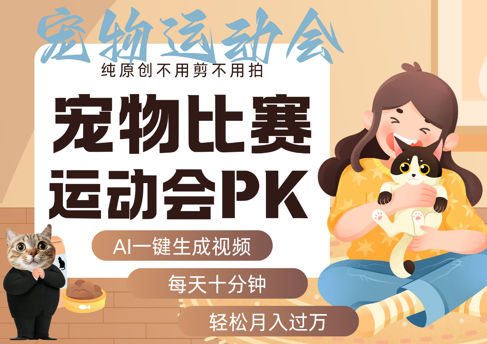 AI萌宠运动员跳水 射击 篮球 足球比赛 每天十分钟 附详细提示词文案库 代替做…-聊项目