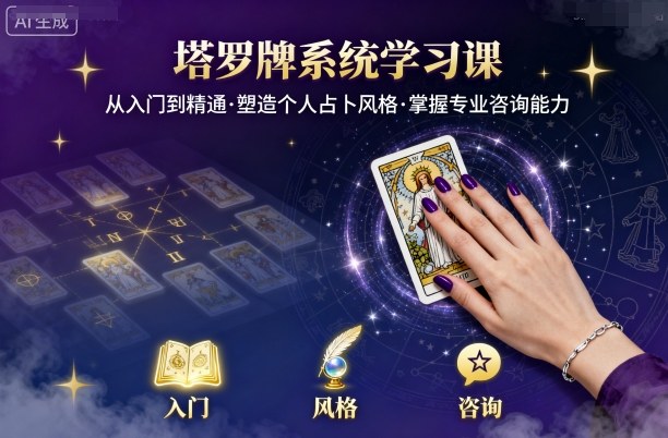 塔罗牌系统学习课，助你从入门到精通，塑造个人占卜风格，掌握专业咨询能力-聊项目
