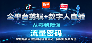 全平台剪辑+数字人直播，从零到精通，掌握最新平台规则与流量密码，实现短视频变现-聊项目