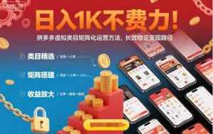 日入1K不费力！拼多多虚拟类目矩阵化运营方法，长效稳定变现路径-聊项目