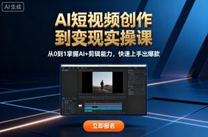 AI短视频创作到变现实操课，从0到1掌握AI+剪辑能力，快速上手出爆款(更新10月)-聊项目