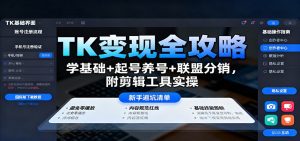 TK变现全攻略：学基础+起号养号+联盟分销，附剪辑工具实操-聊项目