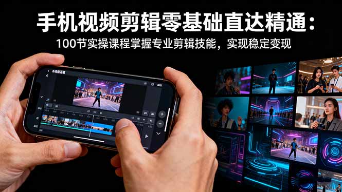 手机视频剪辑零基础直达精通：100节实操课程掌握专业剪辑技能，实现稳…-聊项目