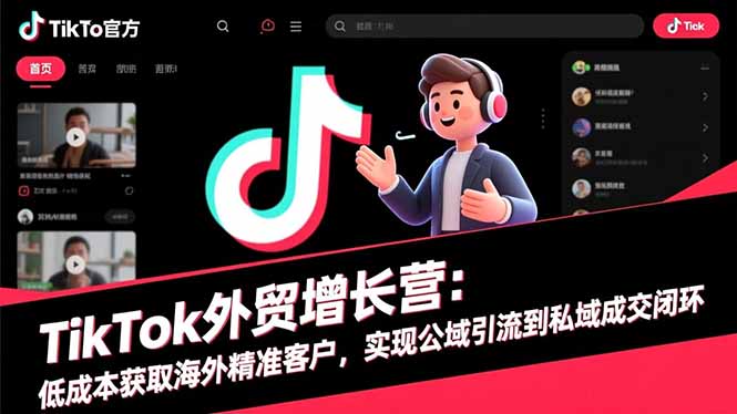 TikTok外贸增长营：低成本获取海外精准客户，实现公域引流到私域成交闭环-聊项目