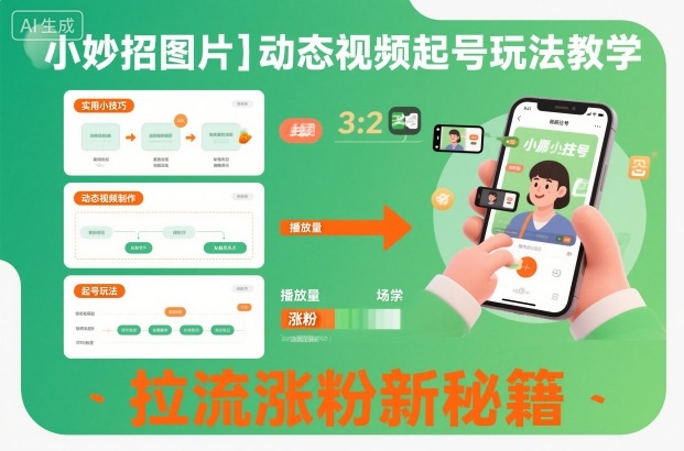 小妙招图片＋动态视频起号玩法教学，拉流涨粉新秘籍-聊项目