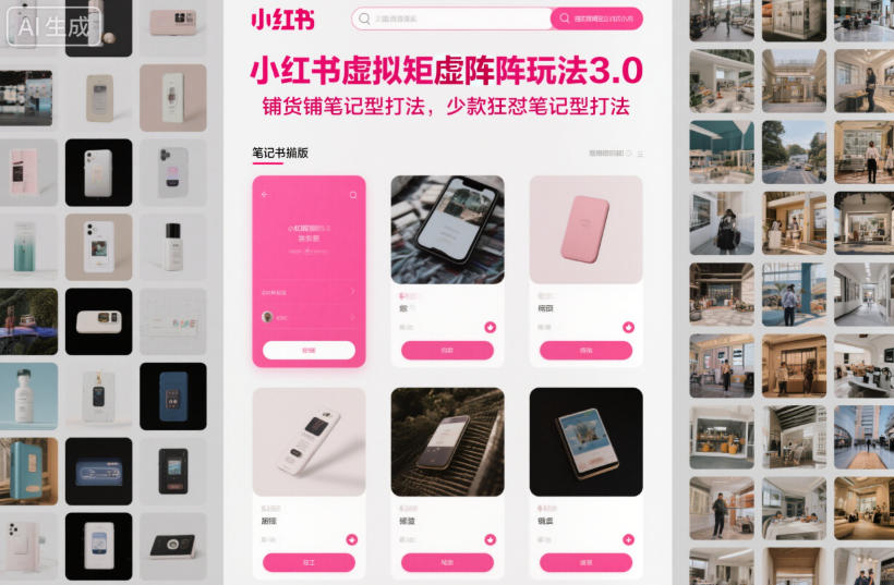 小红书虚拟矩阵玩法3.0，铺货铺笔记型打法，少款狂怼笔记型打法-聊项目