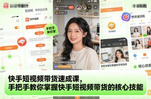 快手短视频带货速成课，手把手教你掌握快手短视频带货的核心技能-聊项目