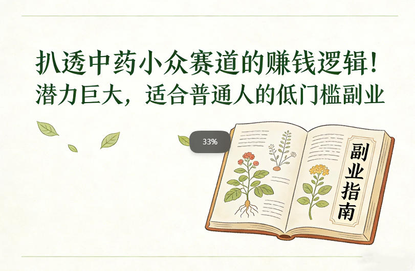 扒透中药小众赛道的賺米逻辑，潜力巨大，适合普通人的低门槛副业-聊项目