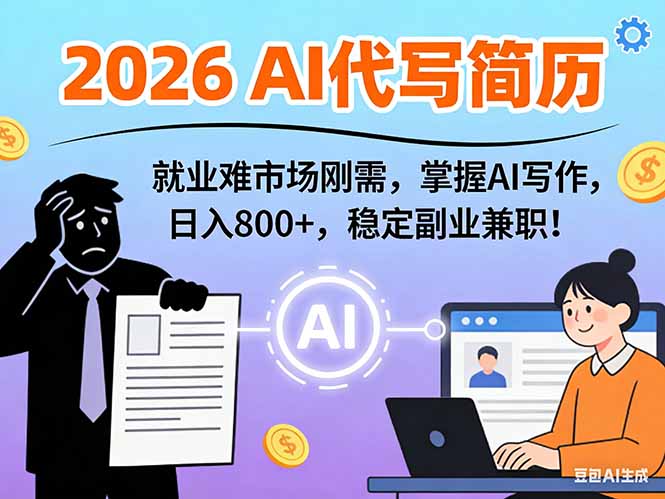 AI代写简历，超暴利，用万能模板月入1-3万实战教程，2026年市场刚需！-聊项目