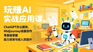 玩赚AI实战应用课，ChatGPT办公提效、Midjourney绘画创作，零基础掌握，助力效率与收入双提升-聊项目