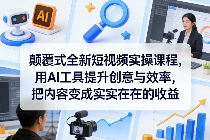 颠覆式全新短视频实操课程，用AI工具提升创意与效率，把内容变成实实在在的收益-聊项目
