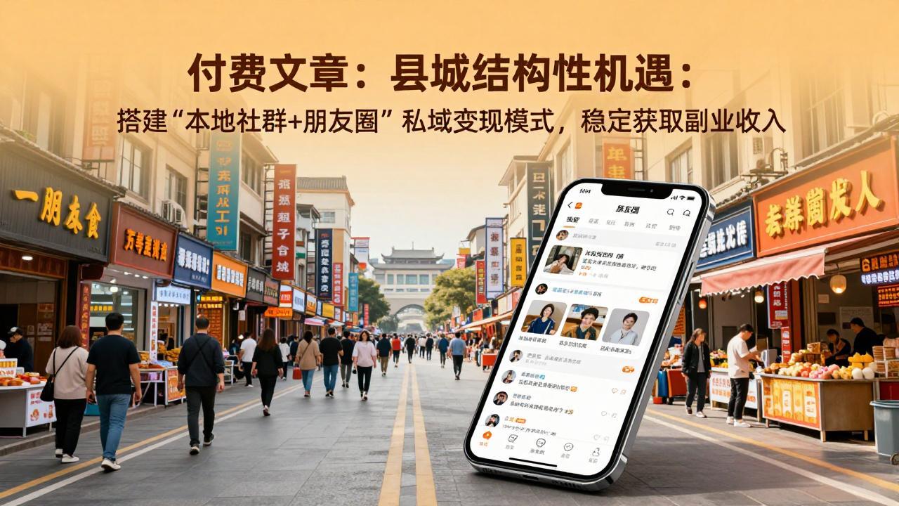 付费文章：县城结构性机遇：搭建“本地社群+朋友圈”私域变现模式，稳定获取副业收入-聊项目