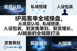 IP高客单全域操盘，从底层认知、私域搭建、人设包装，到发售策划、裂变增长、AI赋能的全链路打法-聊项目