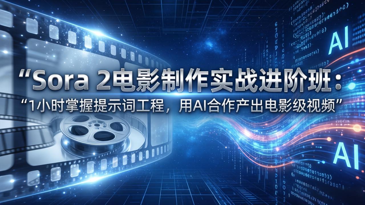 Sora 2电影制作实战进阶班：1小时掌握提示词工程，用AI合作产出电影级视频-聊项目