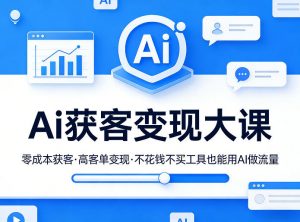 Ai获客变现大课，零成本获客，高客单变现，不花钱不买工具也能用AI做流量-聊项目