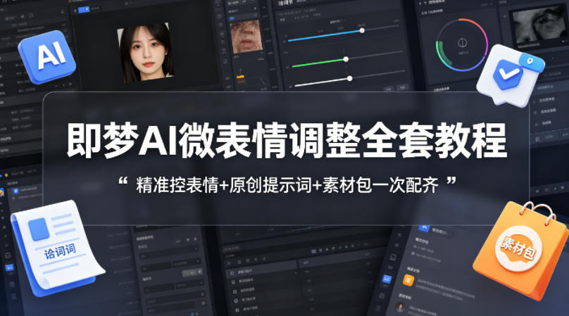 即梦AI微表情调整全套教程，精准控表情+原创提示词+素材包一次配齐-聊项目